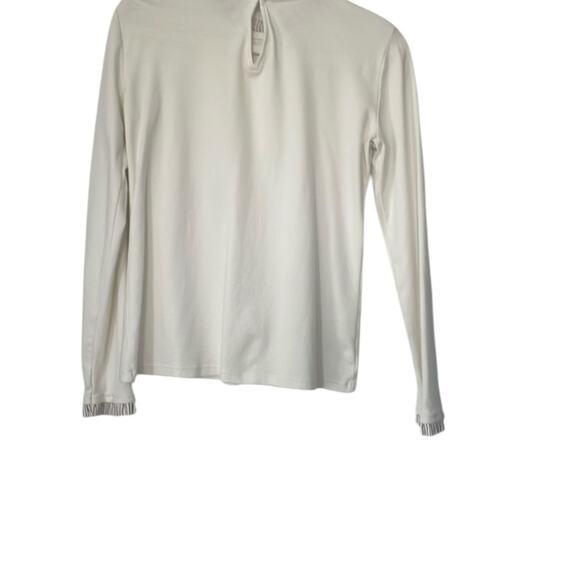 ANN TAYLOR Cream Blouse – Ruffled, Long Sleeve, Size M - Picture 4 of 4